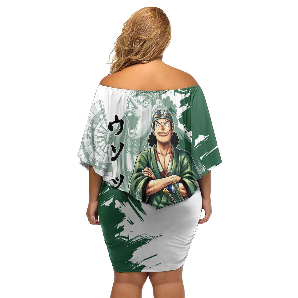 Usopp Wano Samurai Edition Family Matching Off Shoulder Short Dress and Hawaiian Shirt Traditional Japanese Kimono Style