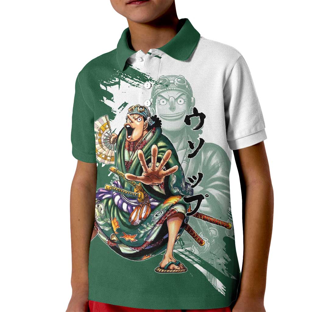 Usopp Wano Samurai Edition Kid Polo Shirt Traditional Japanese Kimono Style