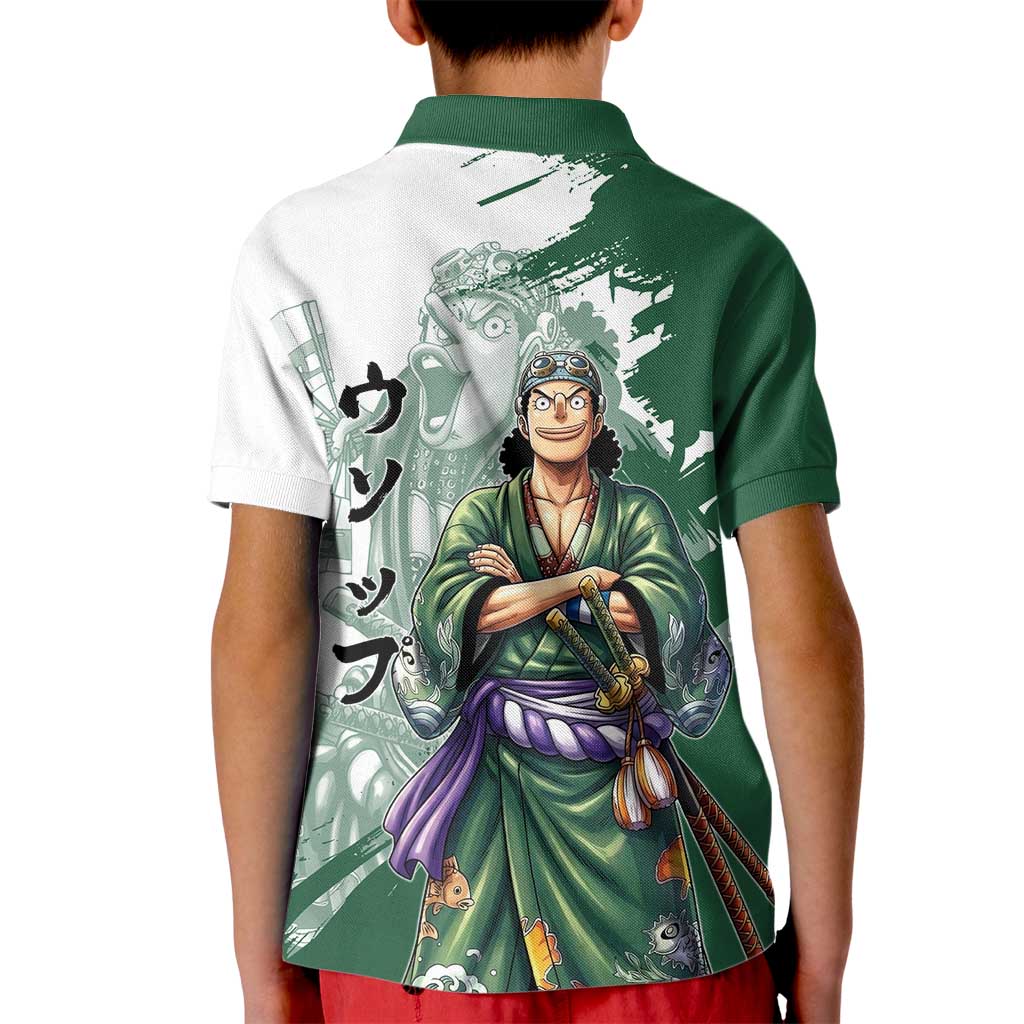 Usopp Wano Samurai Edition Kid Polo Shirt Traditional Japanese Kimono Style