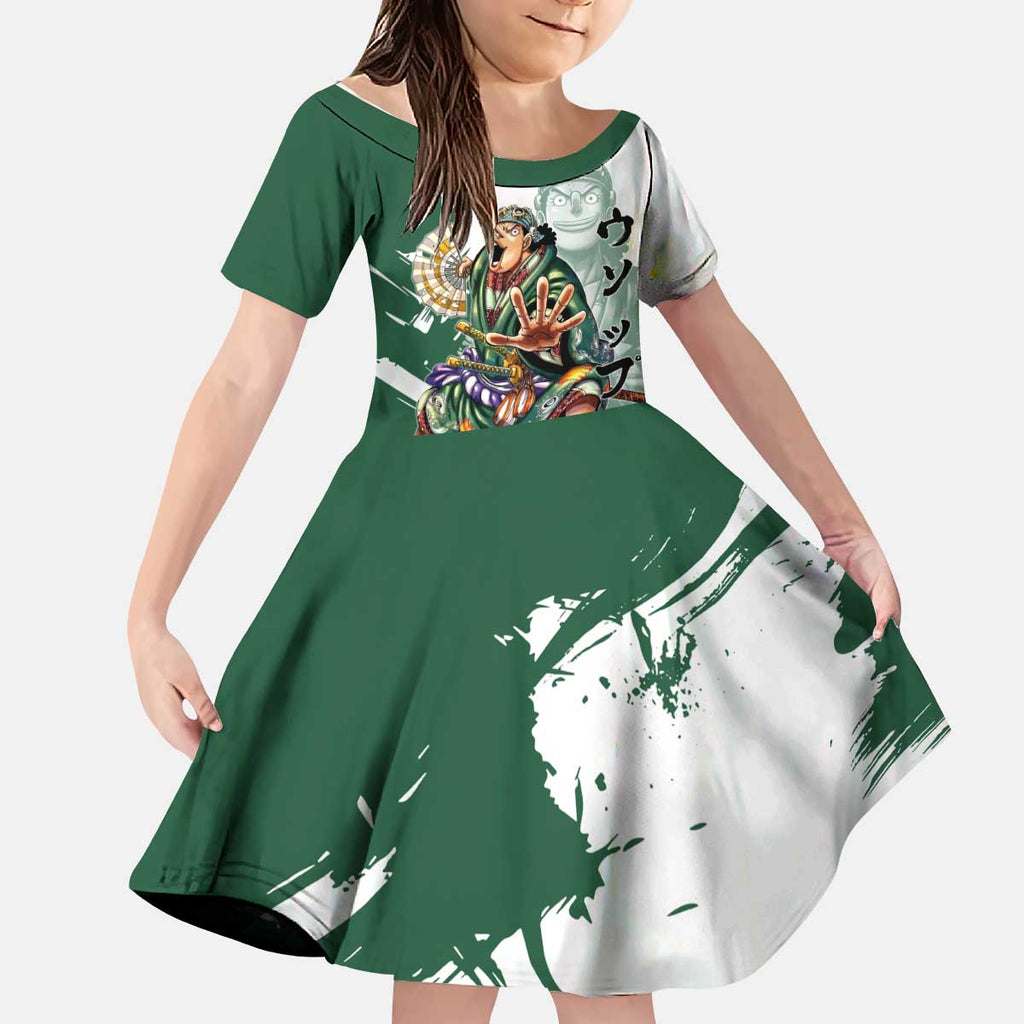 Usopp Wano Samurai Edition Kid Short Sleeve Dress Traditional Japanese Kimono Style