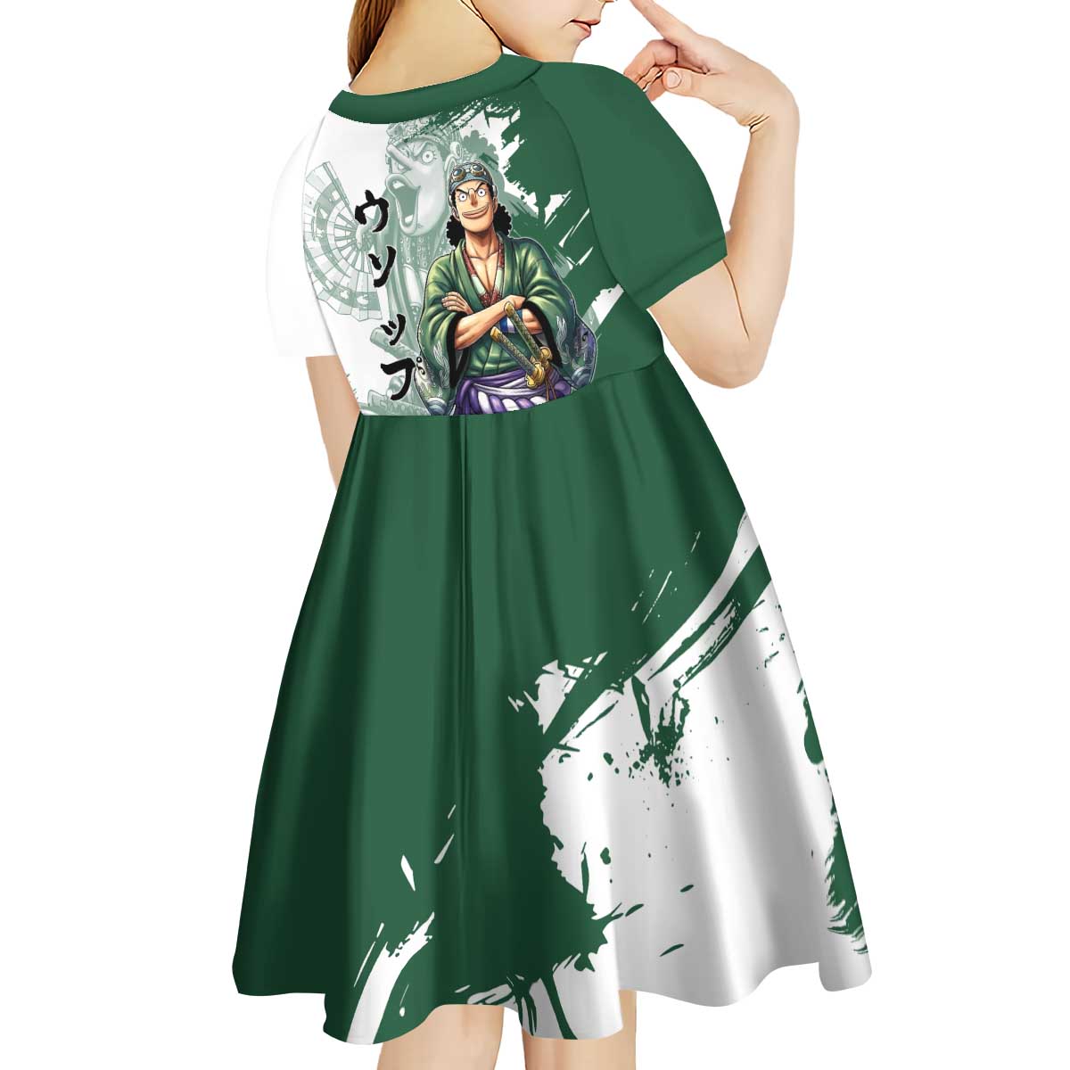 Usopp Wano Samurai Edition Kid Short Sleeve Dress Traditional Japanese Kimono Style