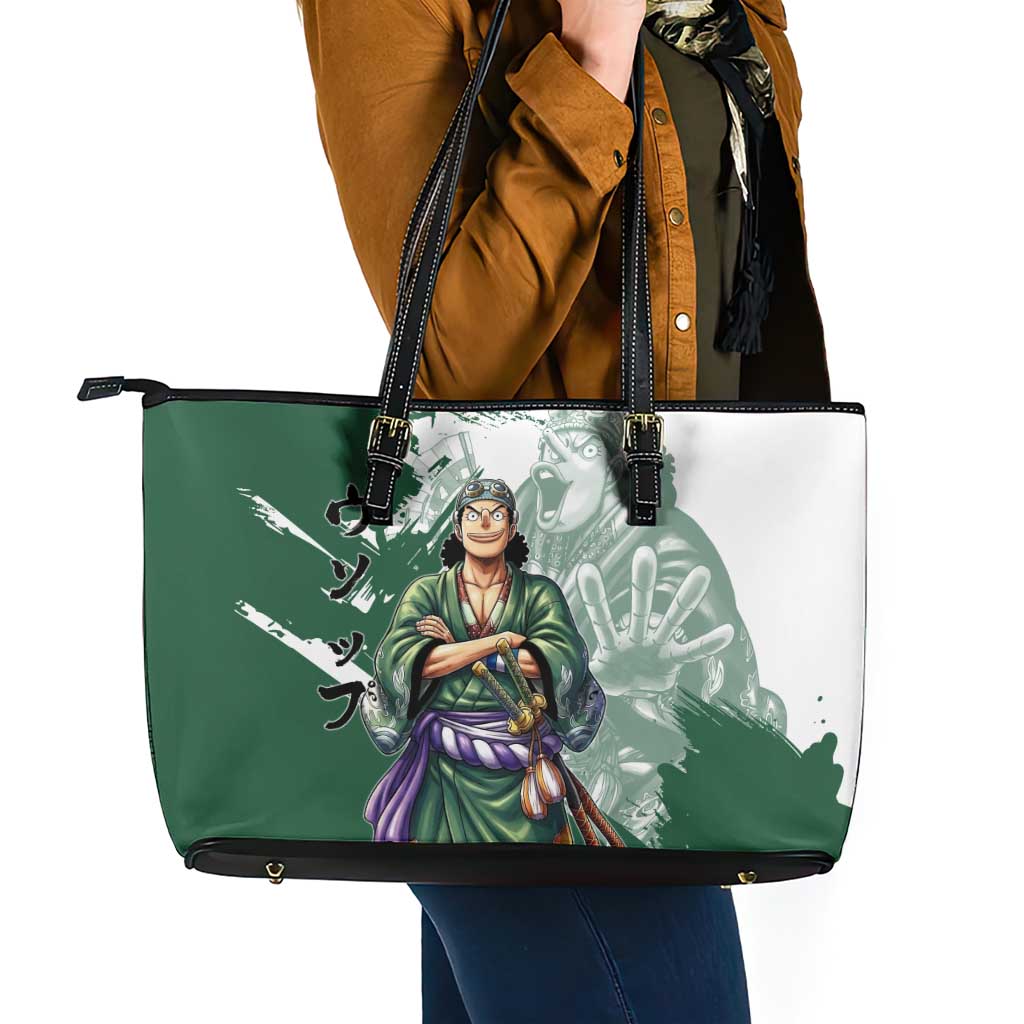 Usopp Wano Samurai Edition Leather Tote Bag Traditional Japanese Kimono Style