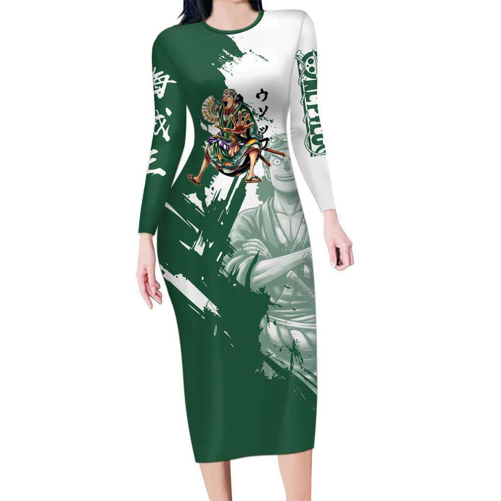 Usopp Wano Samurai Edition Long Sleeve Bodycon Dress Traditional Japanese Kimono Style