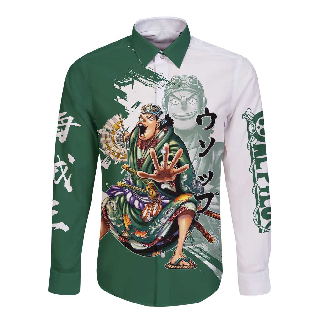 Usopp Wano Samurai Edition Long Sleeve Button Shirt Traditional Japanese Kimono Style