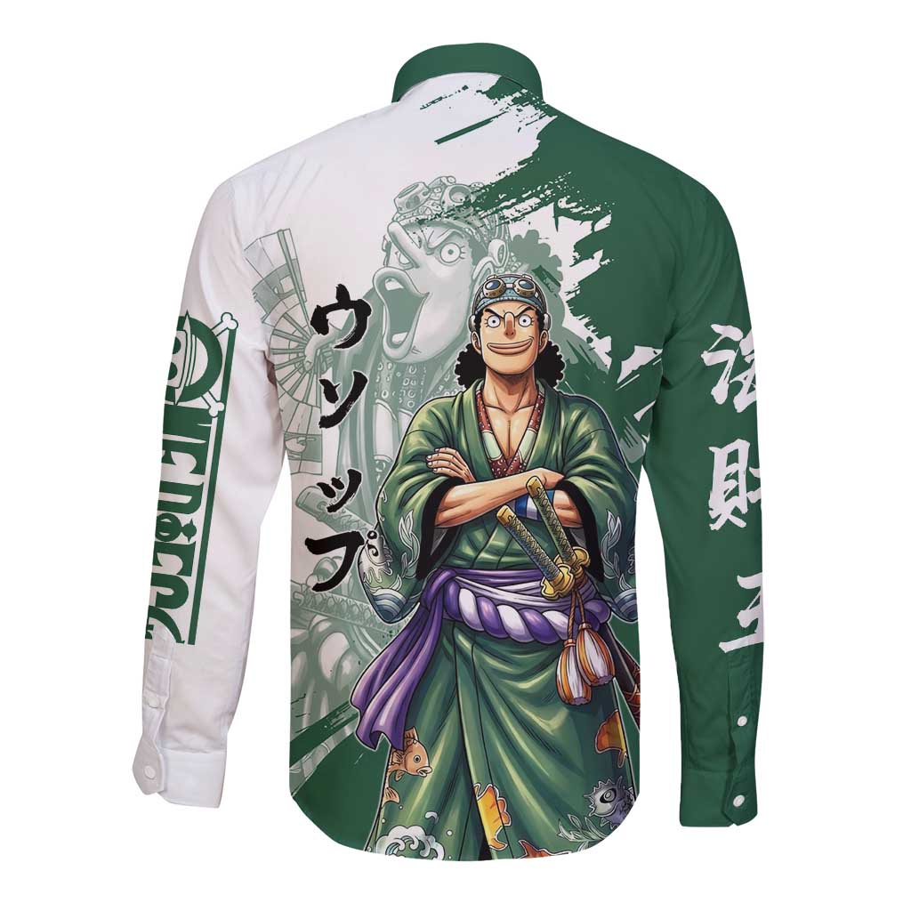 Usopp Wano Samurai Edition Long Sleeve Button Shirt Traditional Japanese Kimono Style
