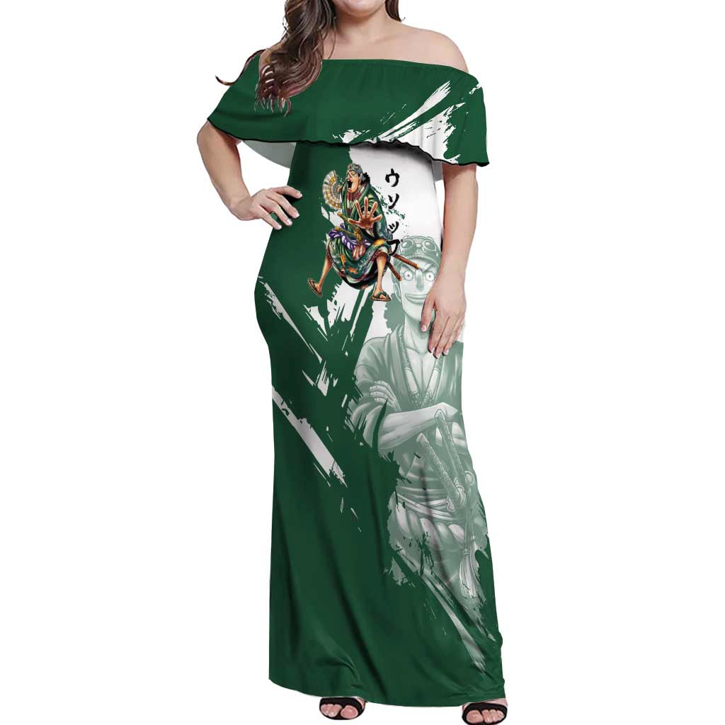 Usopp Wano Samurai Edition Off Shoulder Maxi Dress Traditional Japanese Kimono Style