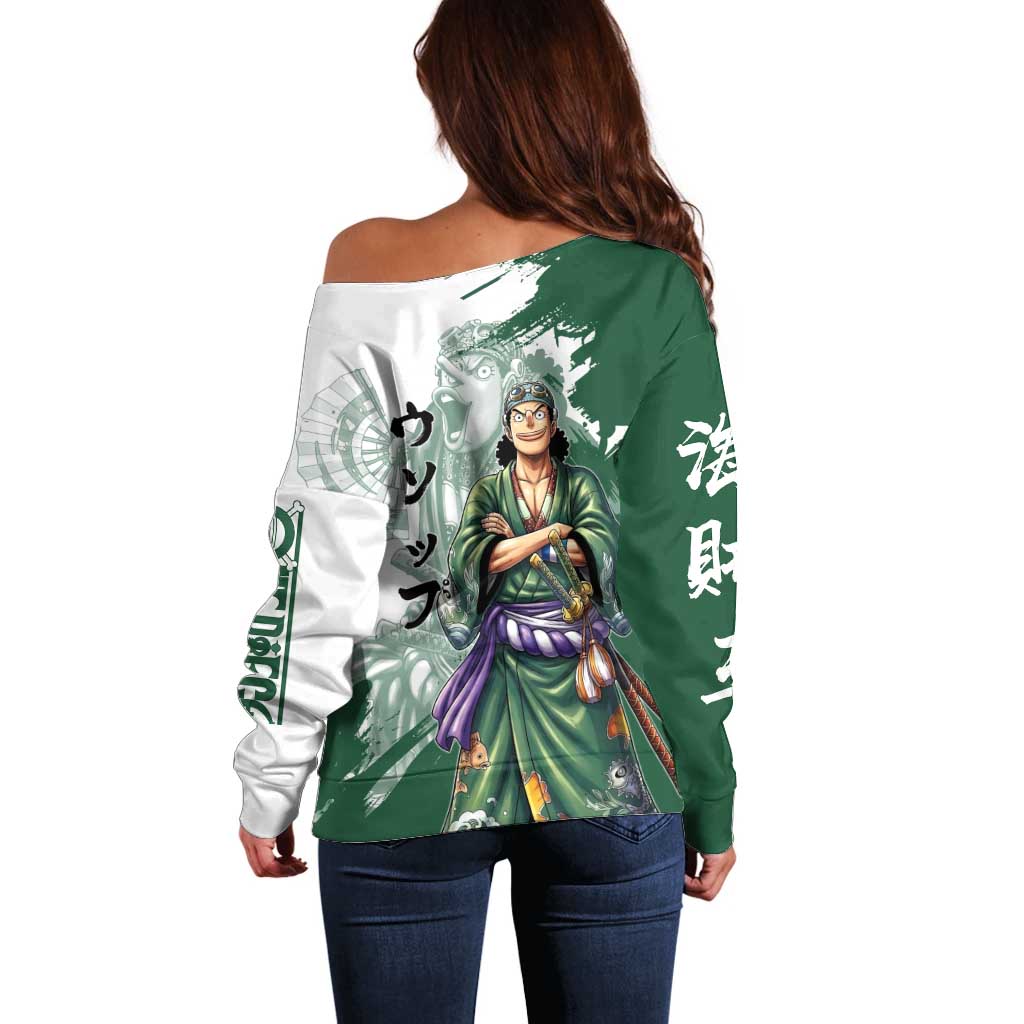 Usopp Wano Samurai Edition Off Shoulder Sweater Traditional Japanese Kimono Style