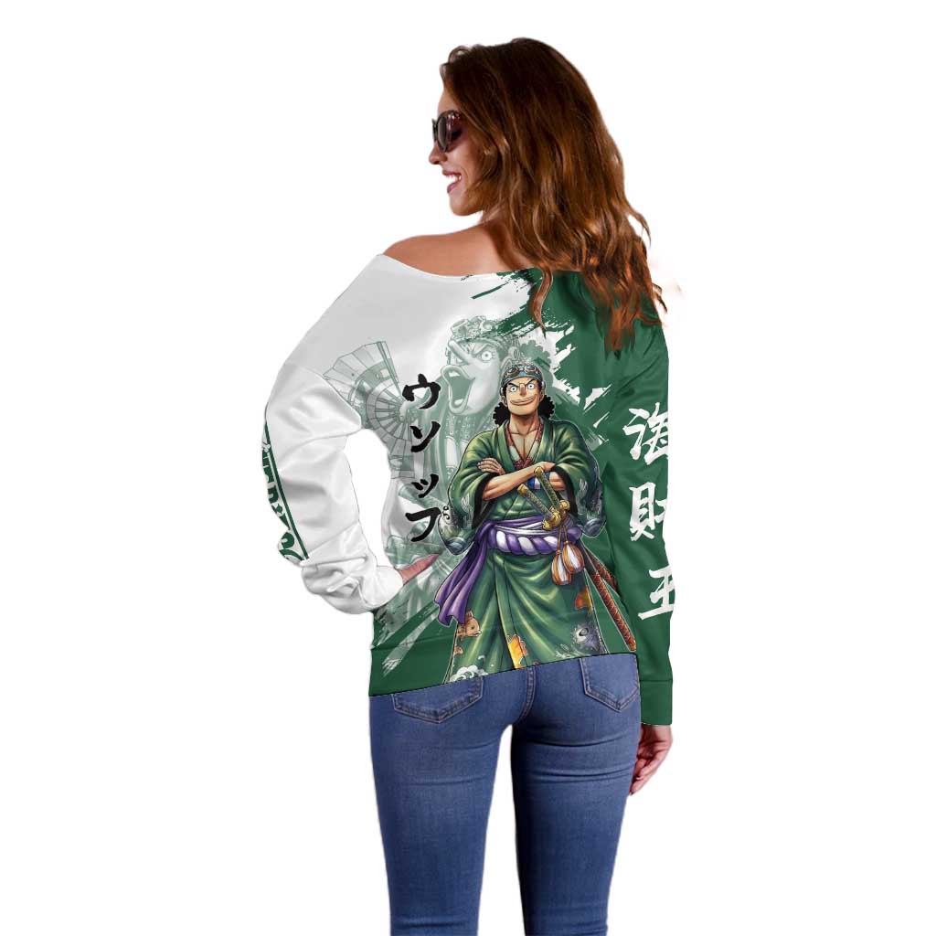 Usopp Wano Samurai Edition Off Shoulder Sweater Traditional Japanese Kimono Style