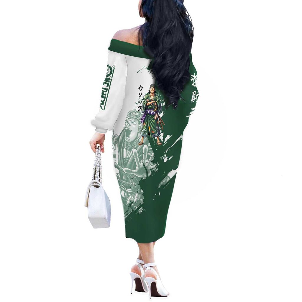 Usopp Wano Samurai Edition Off The Shoulder Long Sleeve Dress Traditional Japanese Kimono Style