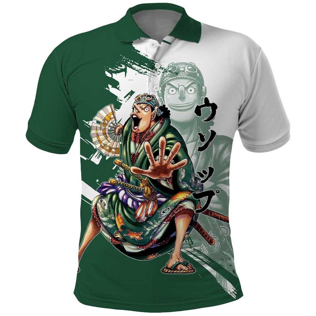 Usopp Wano Samurai Edition Polo Shirt Traditional Japanese Kimono Style