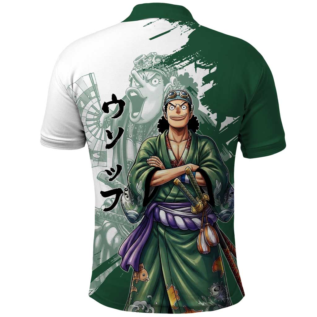 Usopp Wano Samurai Edition Polo Shirt Traditional Japanese Kimono Style