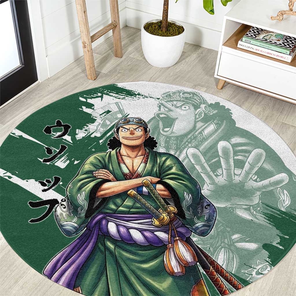 Usopp Wano Samurai Edition Round Carpet Traditional Japanese Kimono Style