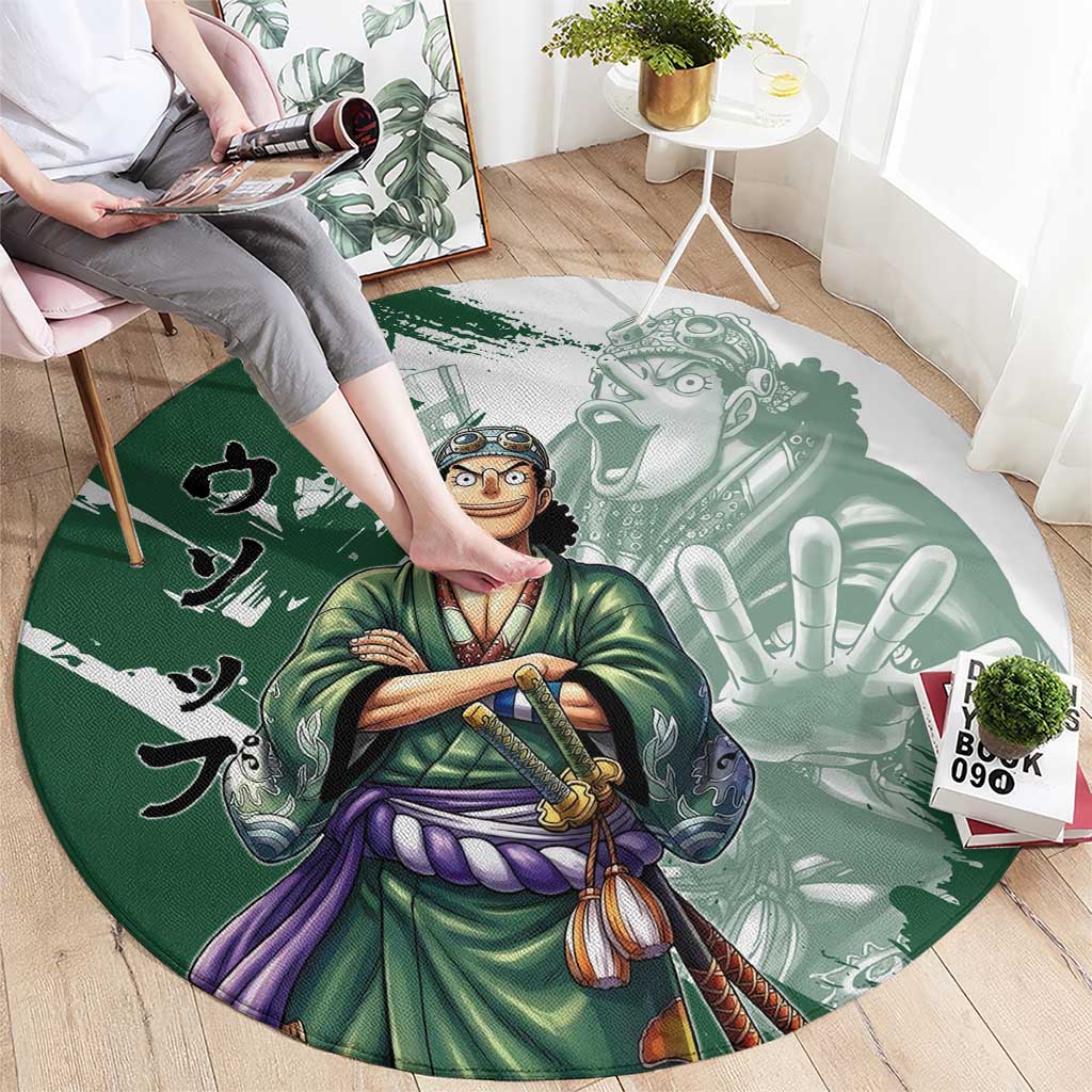 Usopp Wano Samurai Edition Round Carpet Traditional Japanese Kimono Style