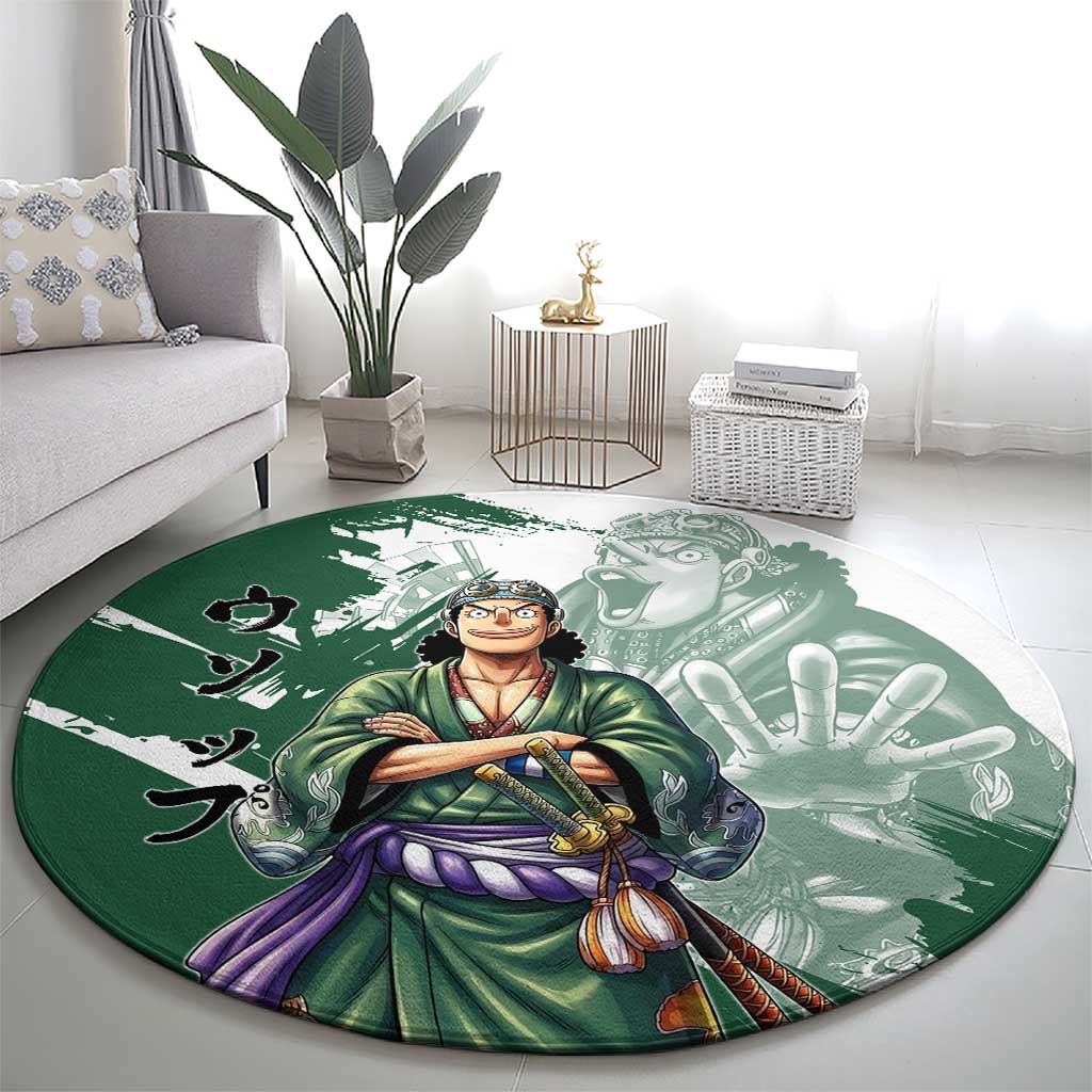 Usopp Wano Samurai Edition Round Carpet Traditional Japanese Kimono Style