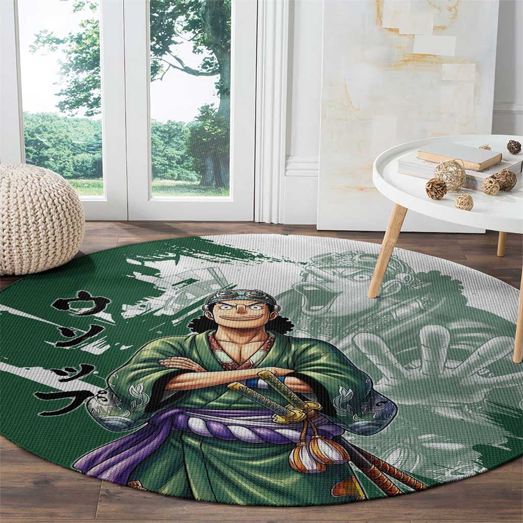 Usopp Wano Samurai Edition Round Carpet Traditional Japanese Kimono Style
