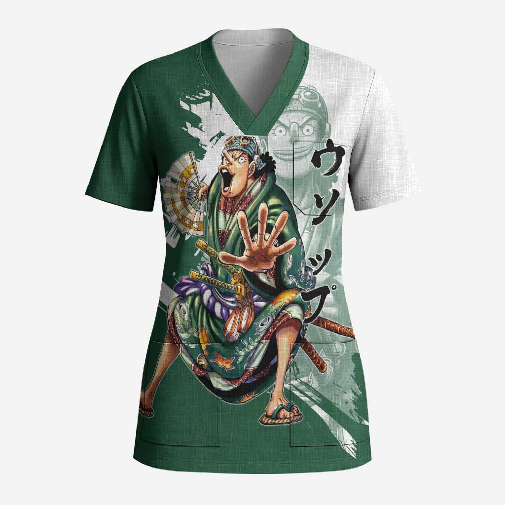 Usopp Wano Samurai Edition Scrub Top Traditional Japanese Kimono Style