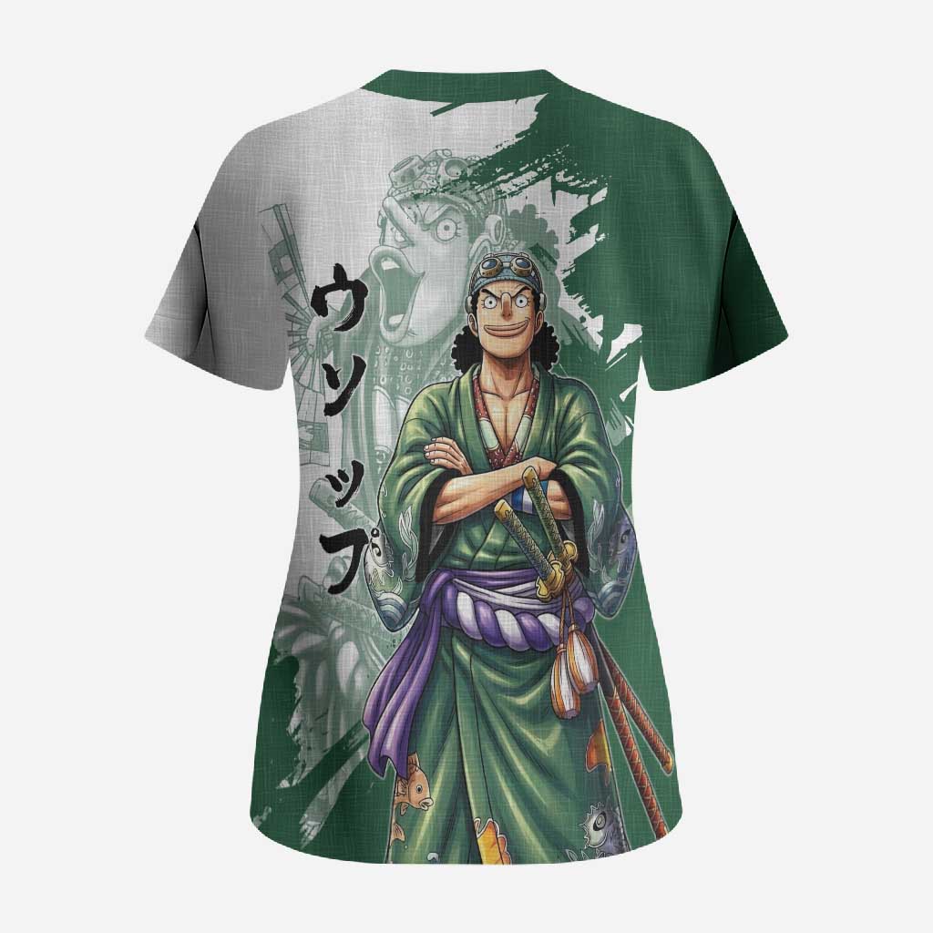 Usopp Wano Samurai Edition Scrub Top Traditional Japanese Kimono Style