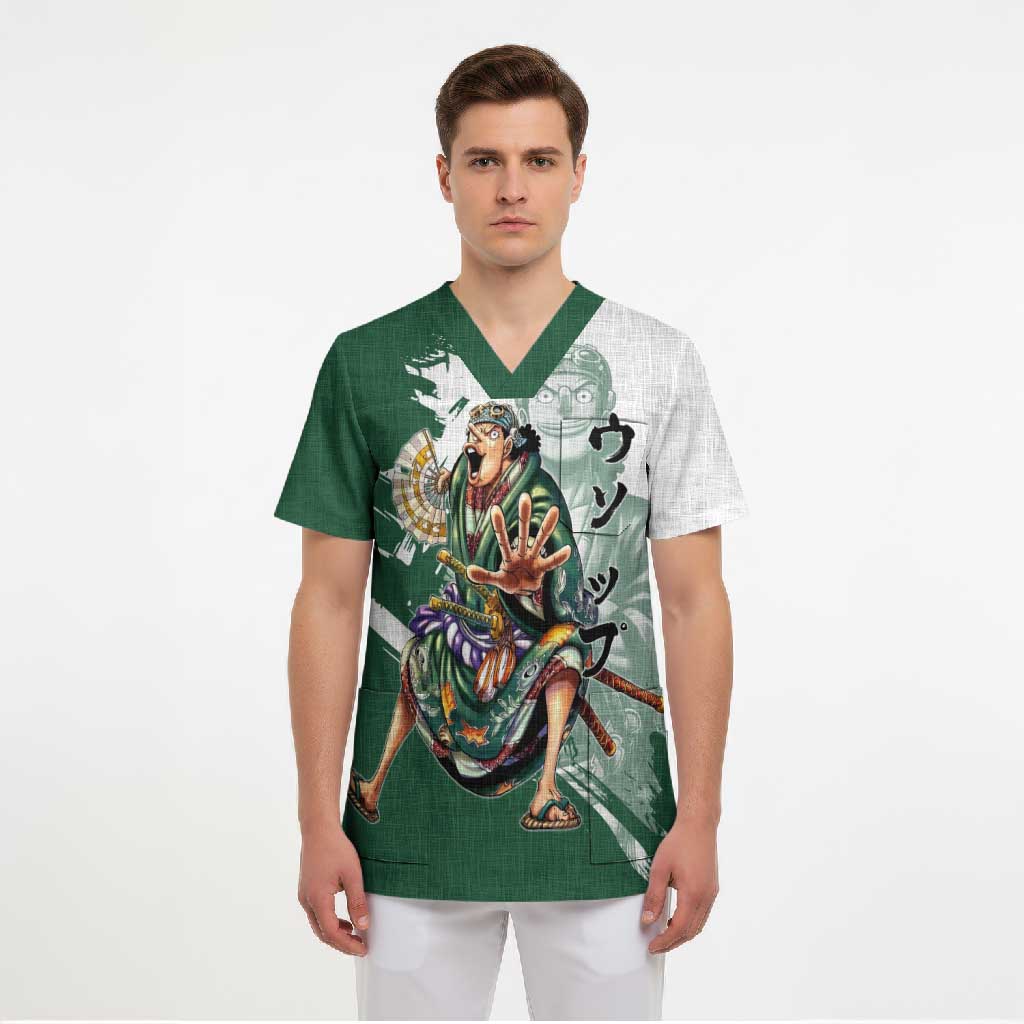 Usopp Wano Samurai Edition Scrub Top Traditional Japanese Kimono Style