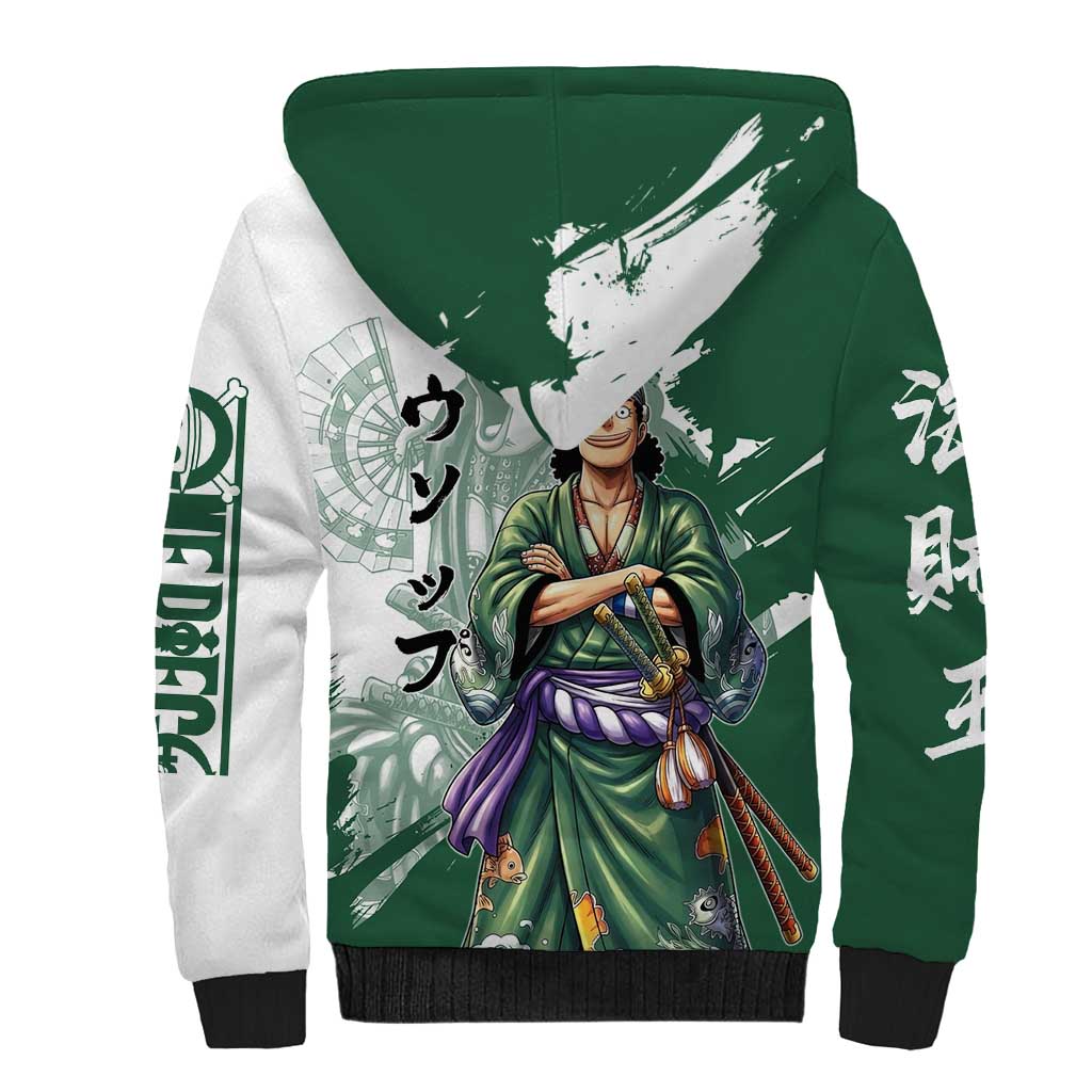 Usopp Wano Samurai Edition Sherpa Hoodie Traditional Japanese Kimono Style