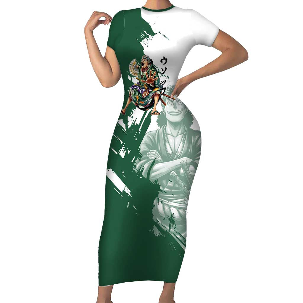 Usopp Wano Samurai Edition Short Sleeve Bodycon Dress Traditional Japanese Kimono Style