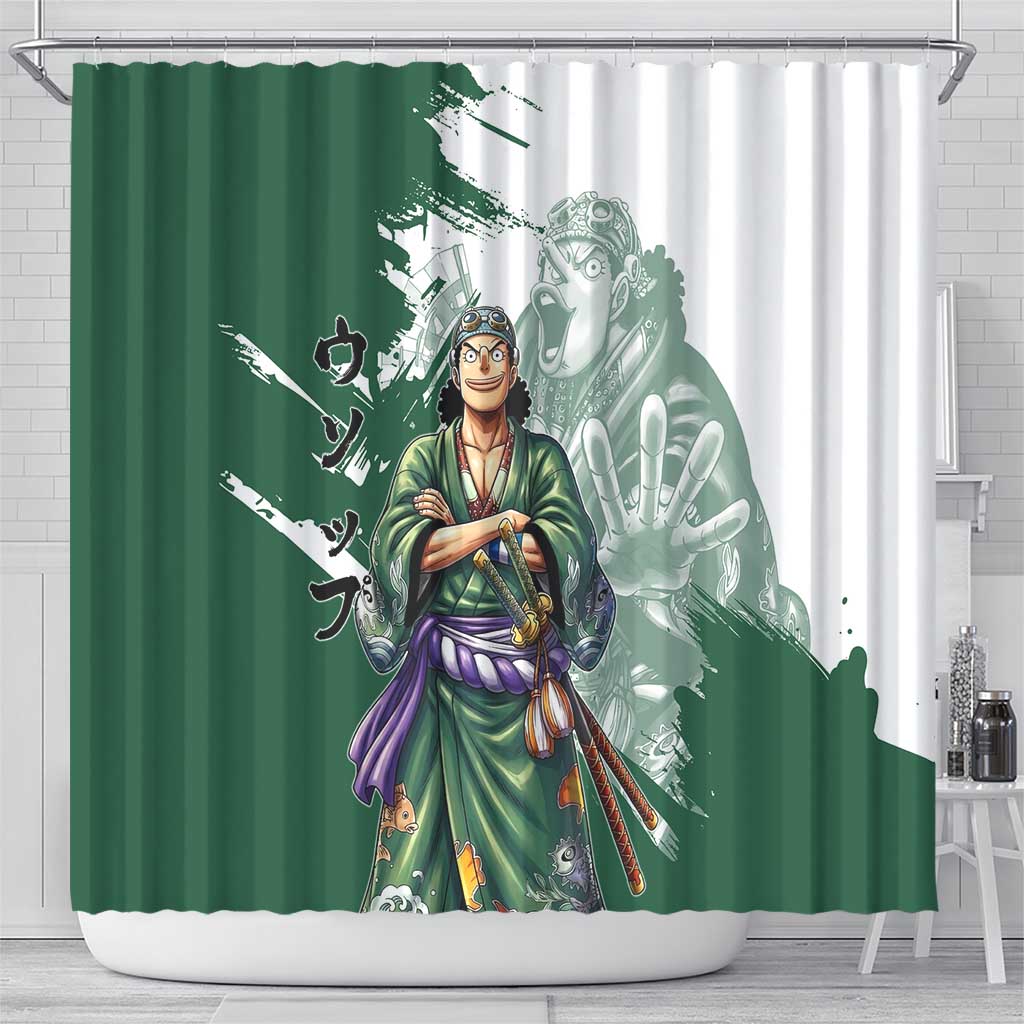 Usopp Wano Samurai Edition Shower Curtain Traditional Japanese Kimono Style