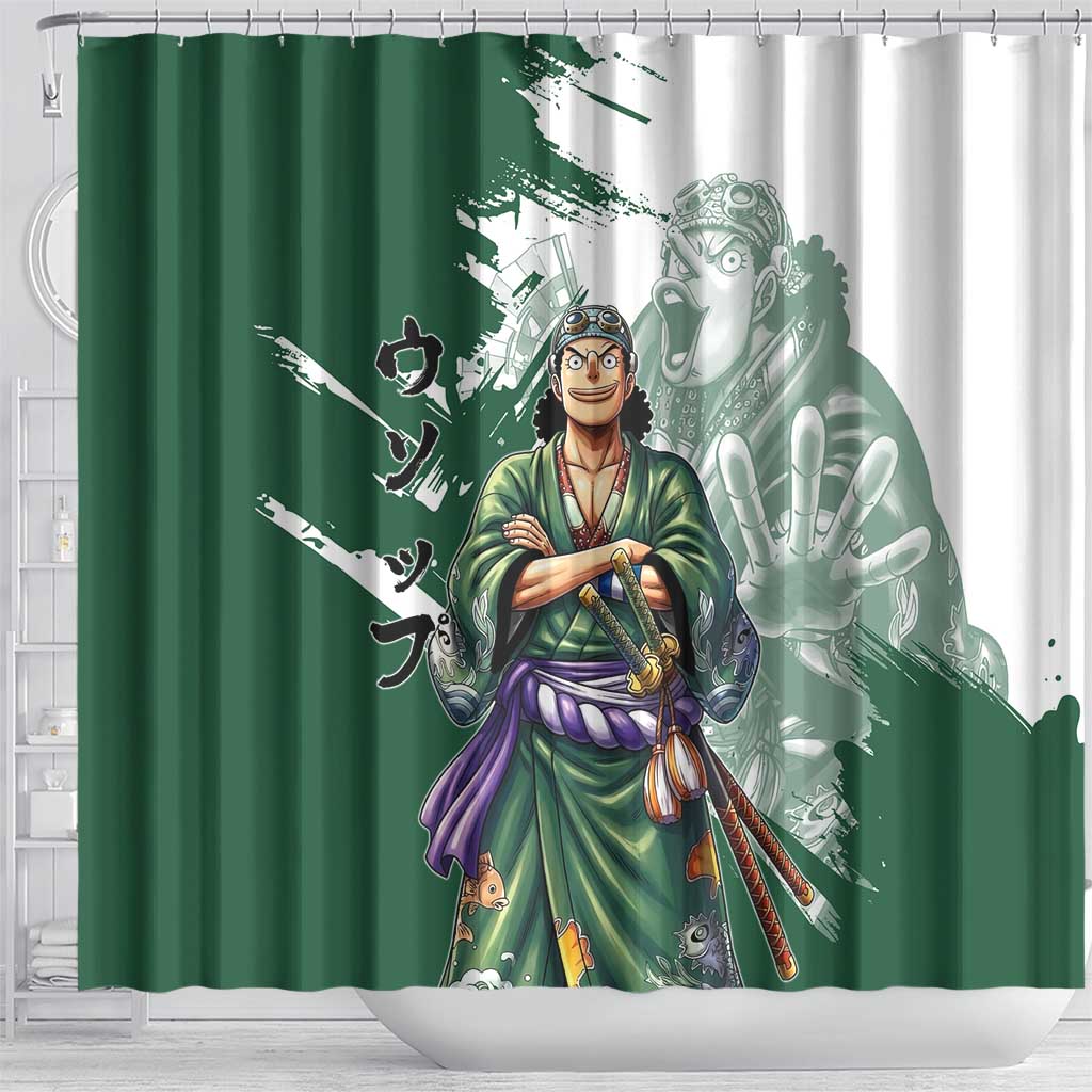 Usopp Wano Samurai Edition Shower Curtain Traditional Japanese Kimono Style