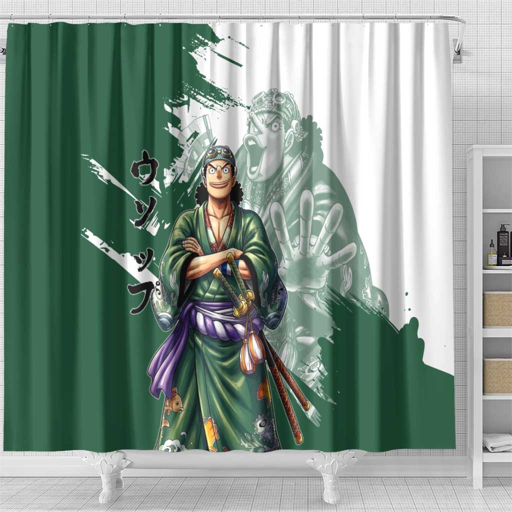 Usopp Wano Samurai Edition Shower Curtain Traditional Japanese Kimono Style