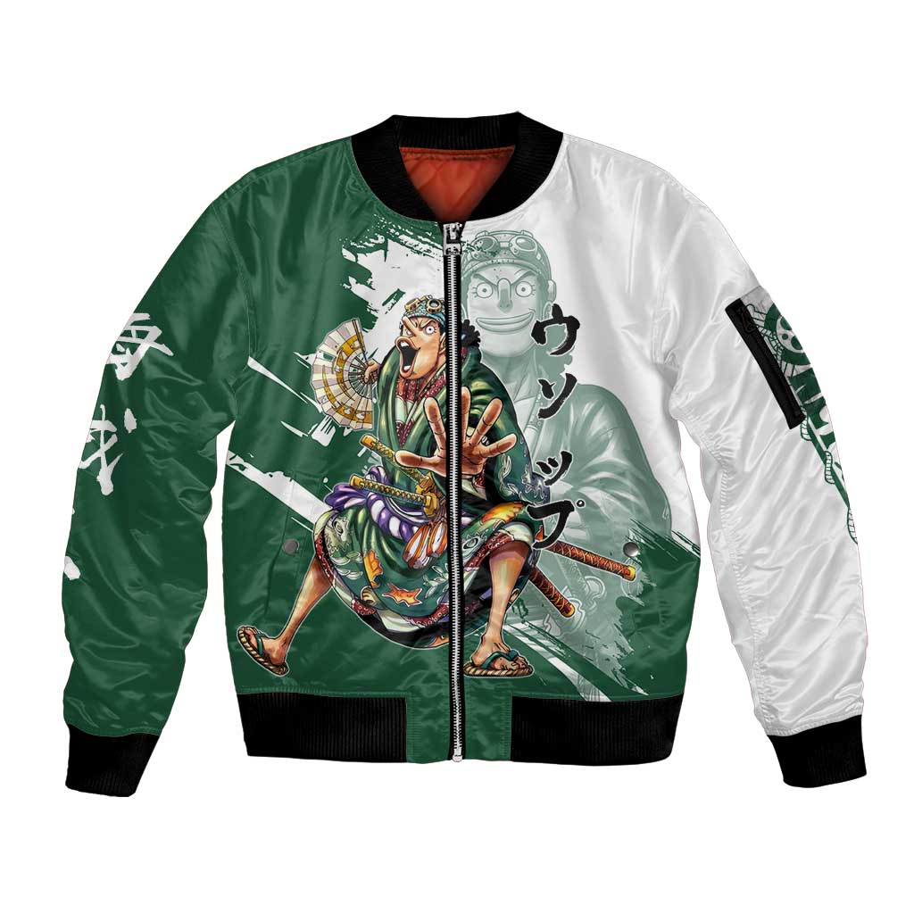 Usopp Wano Samurai Edition Sleeve Zip Bomber Jacket Traditional Japanese Kimono Style