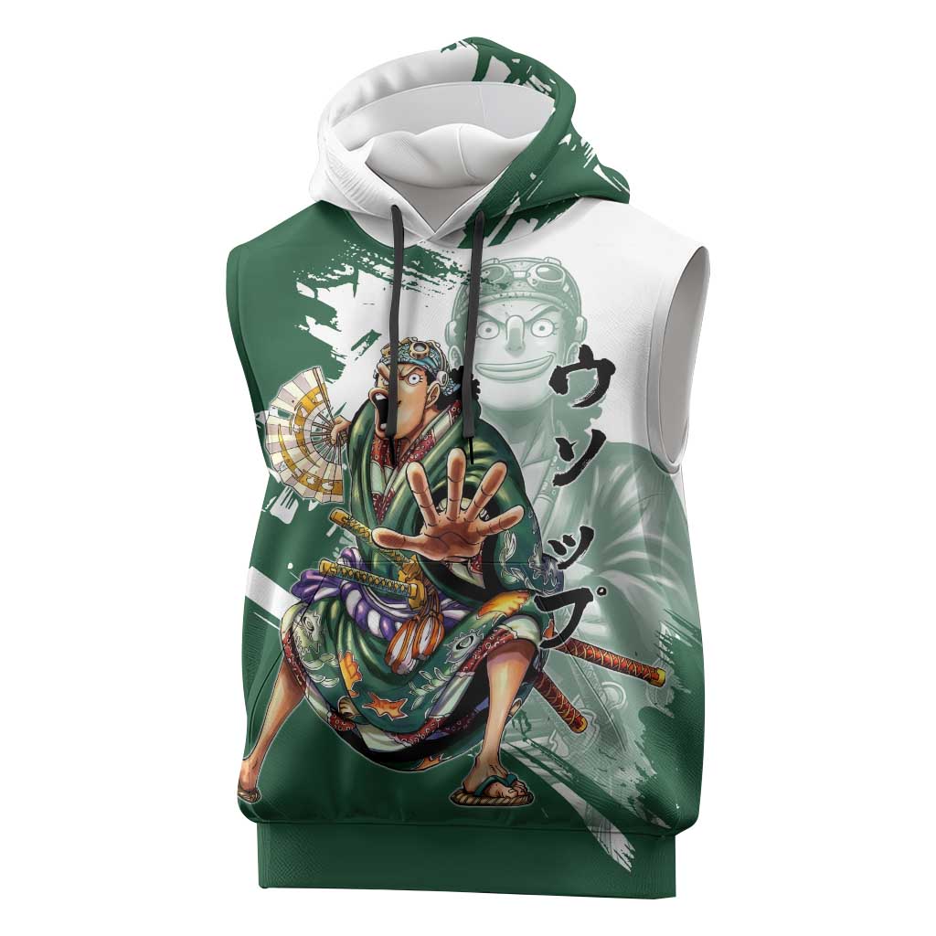 Usopp Wano Samurai Edition Sleeveless Hoodie Traditional Japanese Kimono Style