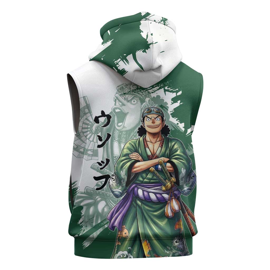 Usopp Wano Samurai Edition Sleeveless Hoodie Traditional Japanese Kimono Style