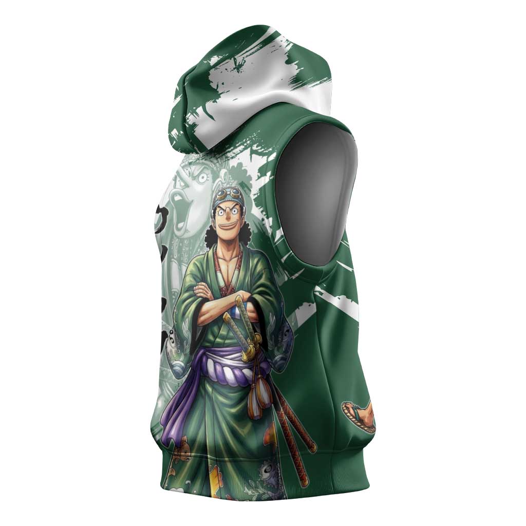 Usopp Wano Samurai Edition Sleeveless Hoodie Traditional Japanese Kimono Style