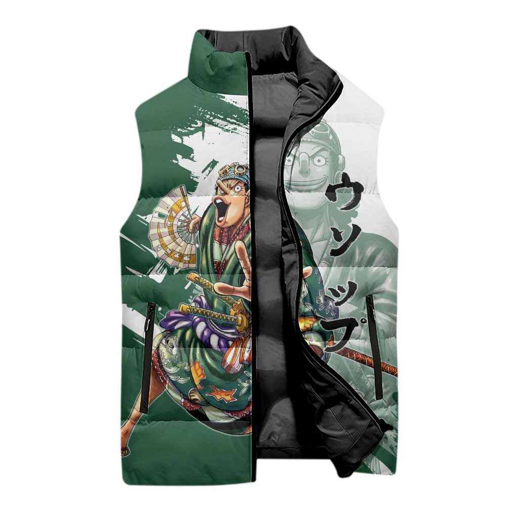 Usopp Wano Samurai Edition Sleeveless Puffer Jacket Traditional Japanese Kimono Style