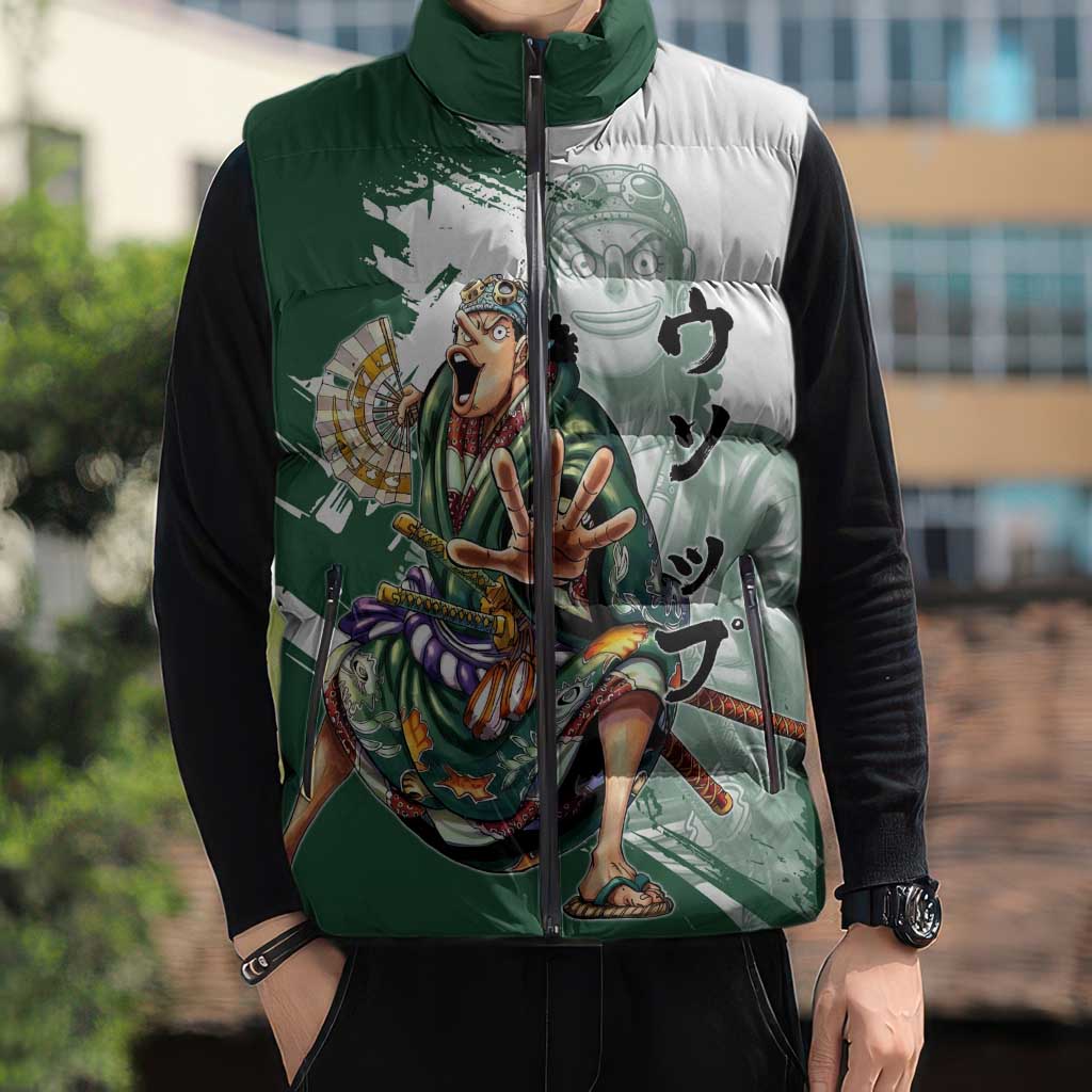 Usopp Wano Samurai Edition Sleeveless Puffer Jacket Traditional Japanese Kimono Style