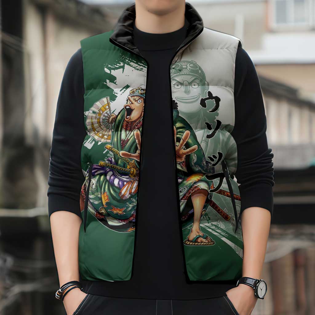 Usopp Wano Samurai Edition Sleeveless Puffer Jacket Traditional Japanese Kimono Style