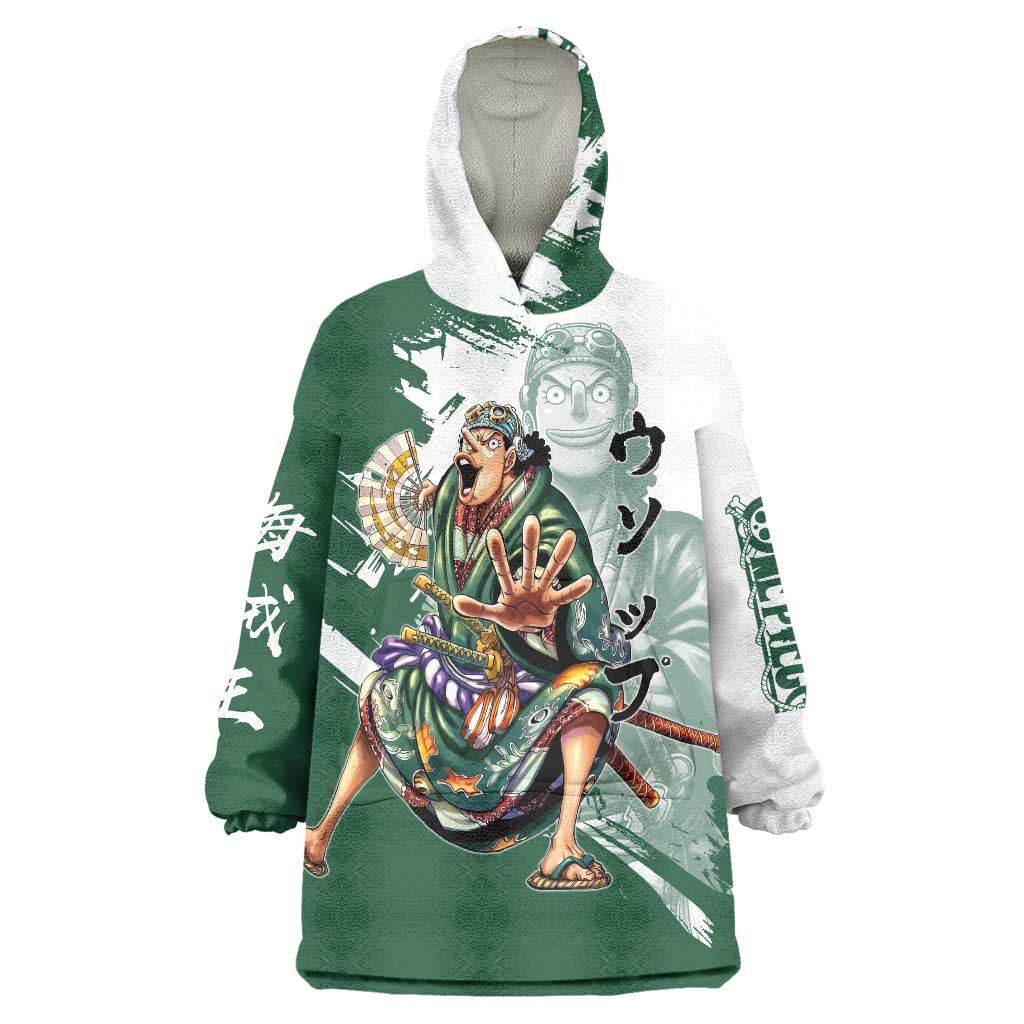 Usopp Wano Samurai Edition Wearable Blanket Hoodie Traditional Japanese Kimono Style