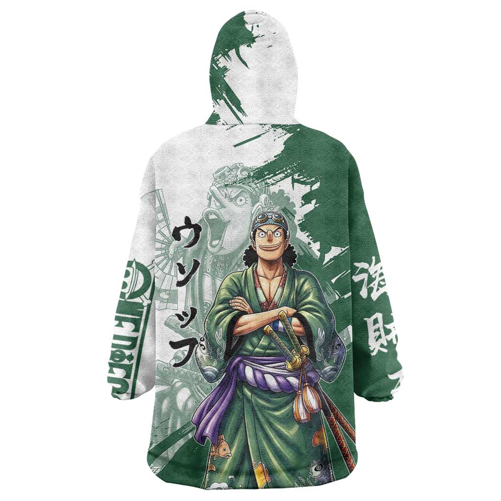 Usopp Wano Samurai Edition Wearable Blanket Hoodie Traditional Japanese Kimono Style