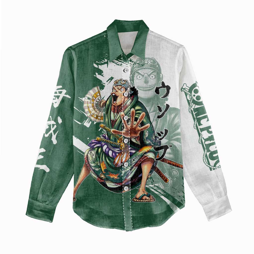 Usopp Wano Samurai Edition Women Casual Shirt Traditional Japanese Kimono Style