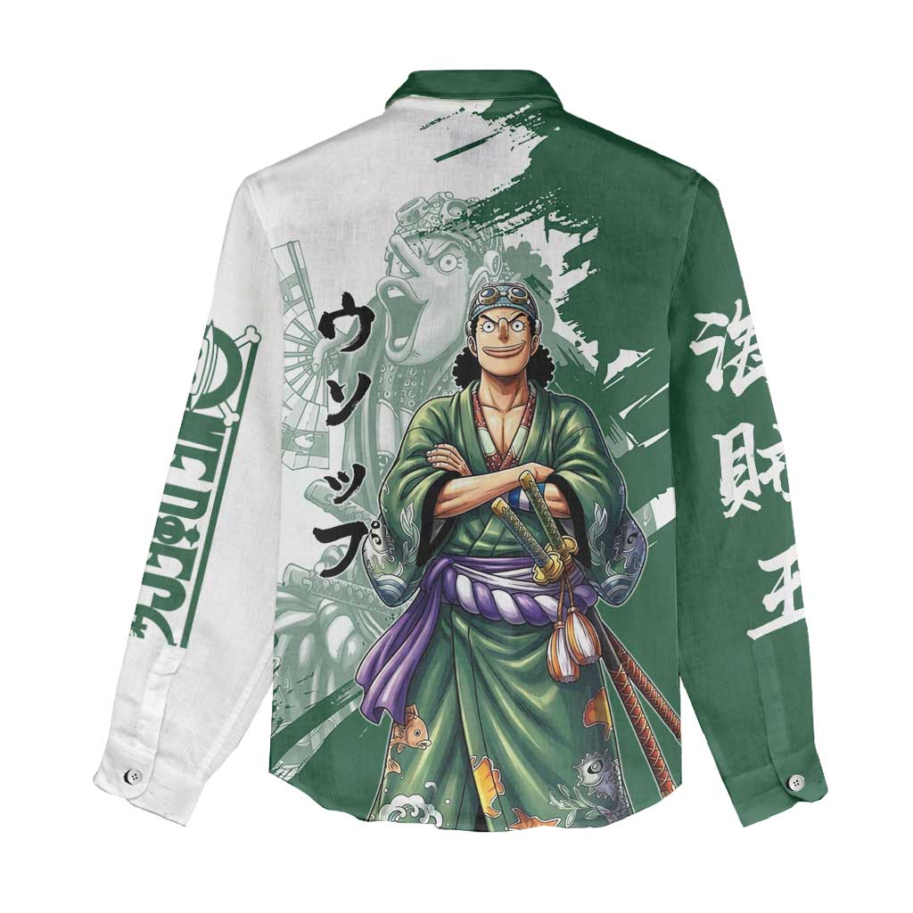Usopp Wano Samurai Edition Women Casual Shirt Traditional Japanese Kimono Style