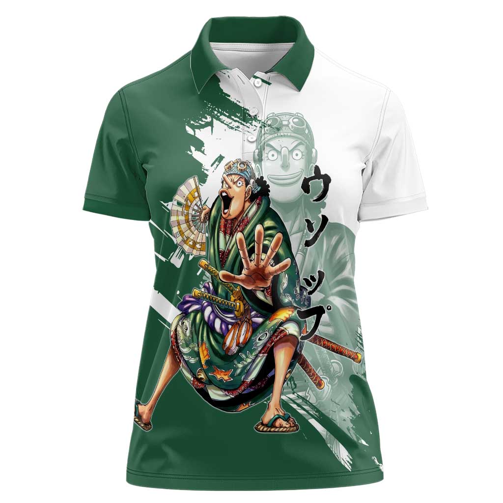 Usopp Wano Samurai Edition Women Polo Shirt Traditional Japanese Kimono Style