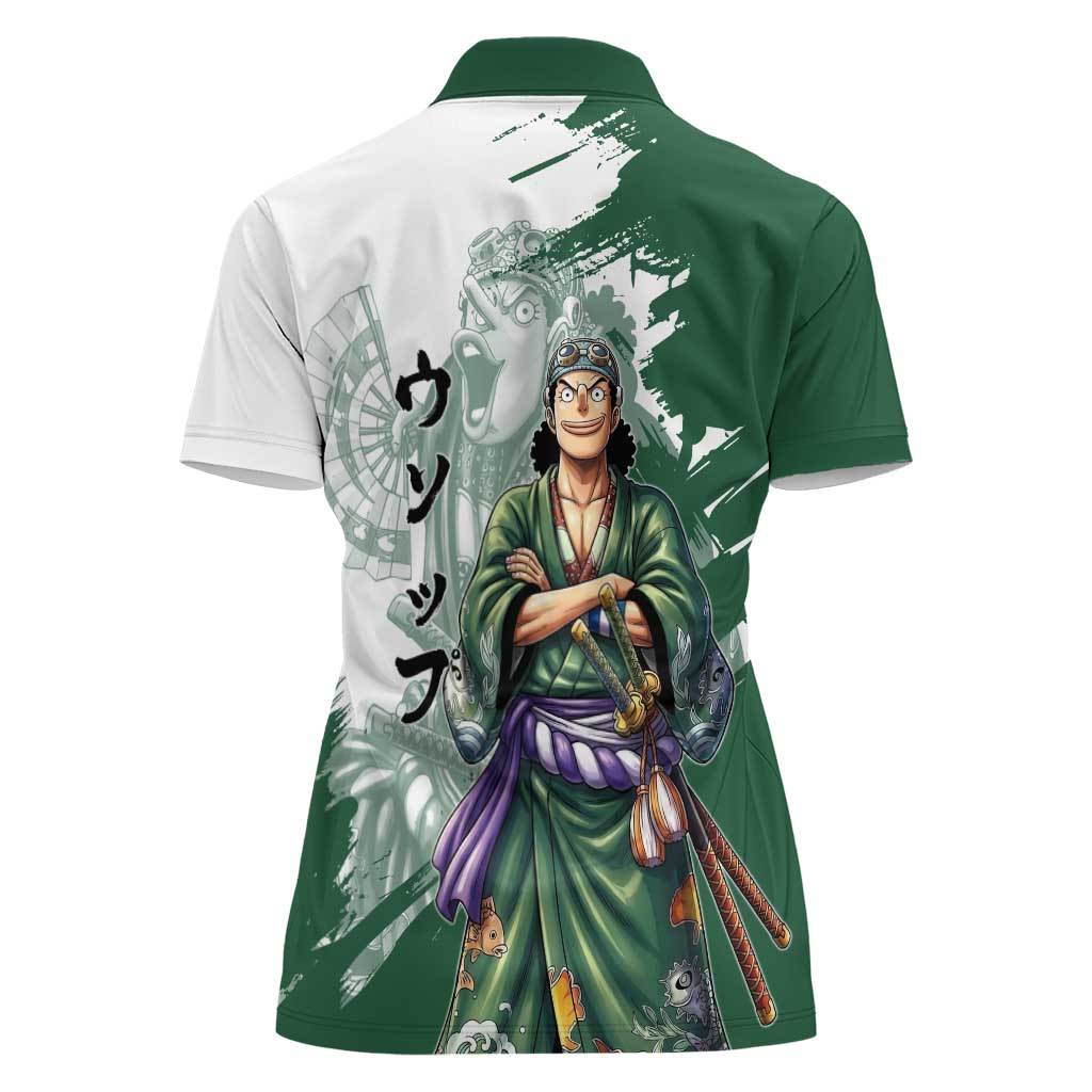 Usopp Wano Samurai Edition Women Polo Shirt Traditional Japanese Kimono Style