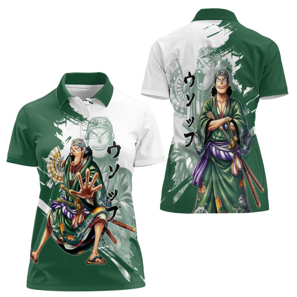 Usopp Wano Samurai Edition Women Polo Shirt Traditional Japanese Kimono Style