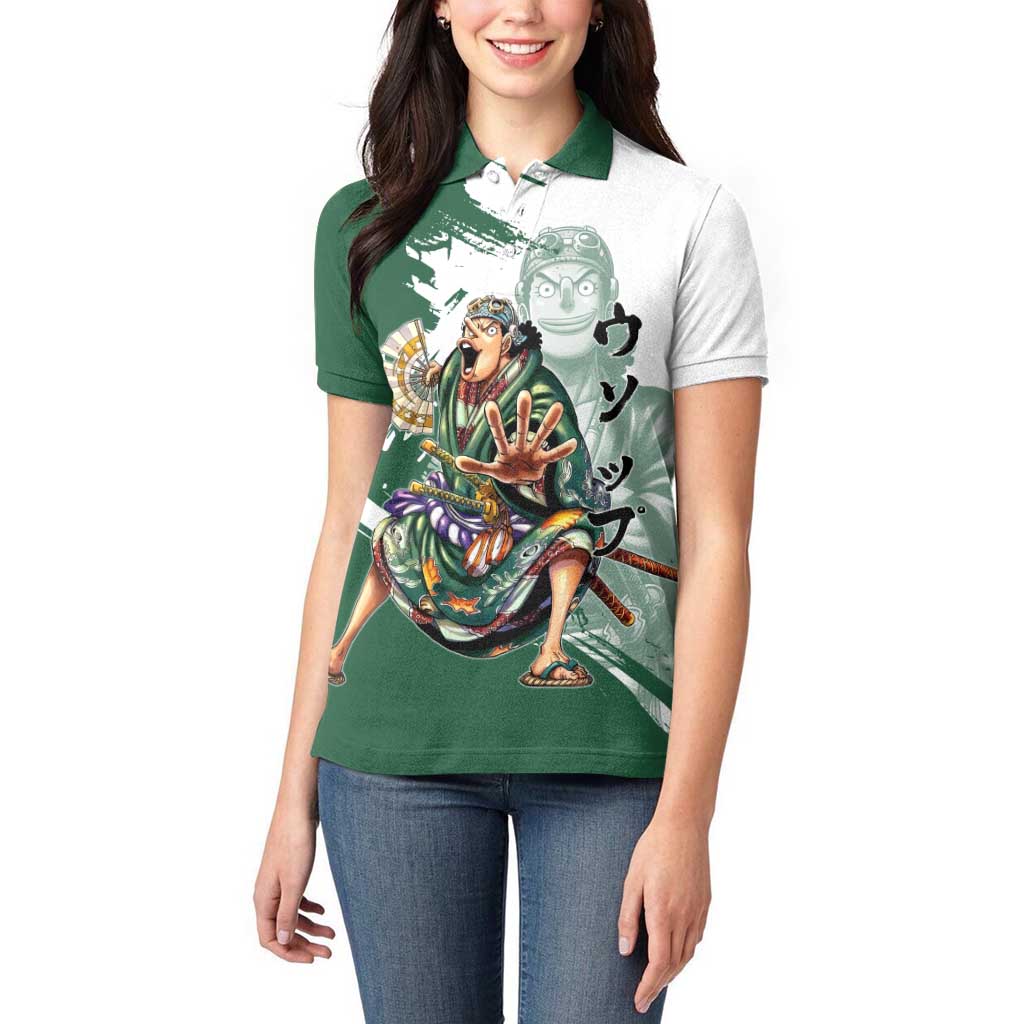 Usopp Wano Samurai Edition Women Polo Shirt Traditional Japanese Kimono Style