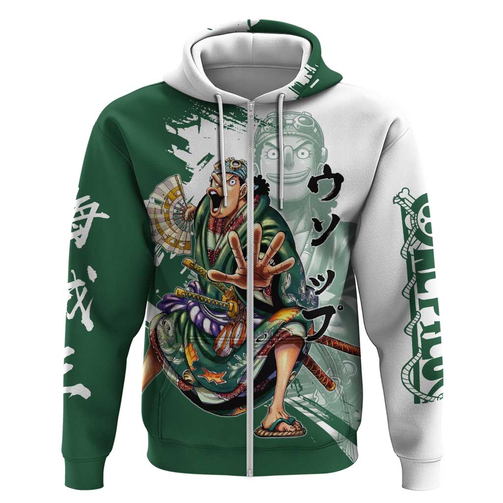 Usopp Wano Samurai Edition Zip Hoodie Traditional Japanese Kimono Style