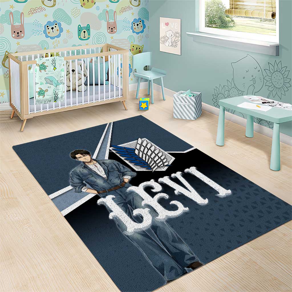 Levi Attack on Titan Area Rug Anime Denim Illustration
