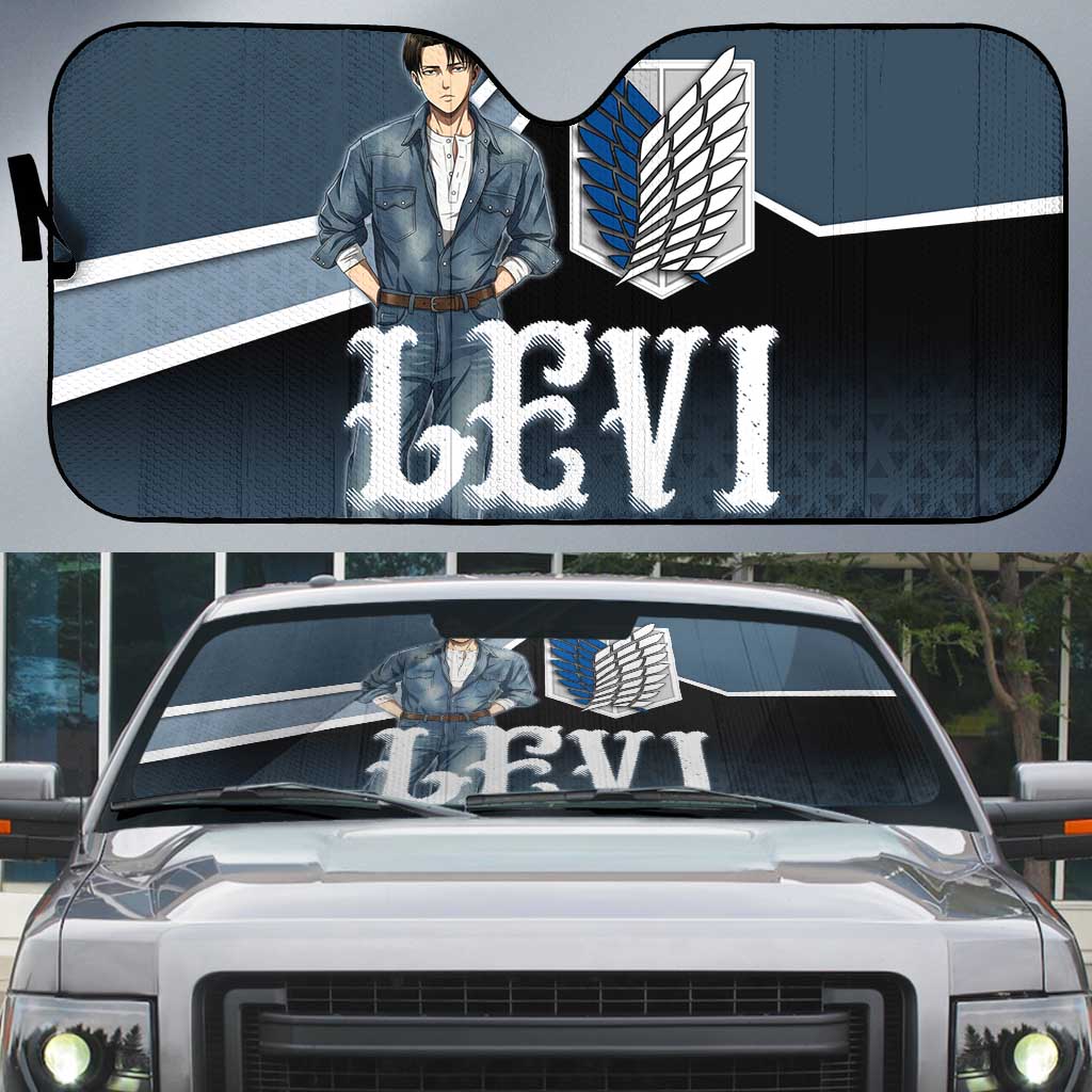 Levi Attack on Titan Auto Sun Shade Anime Denim Illustration