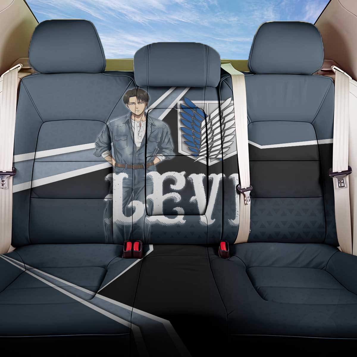 Levi Attack on Titan Back Car Seat Cover Anime Denim Illustration