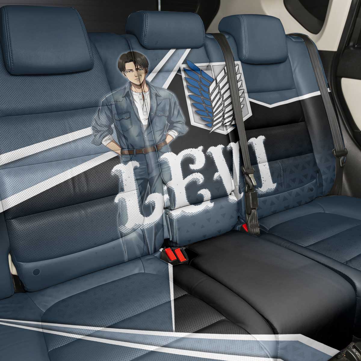 Levi Attack on Titan Back Car Seat Cover Anime Denim Illustration