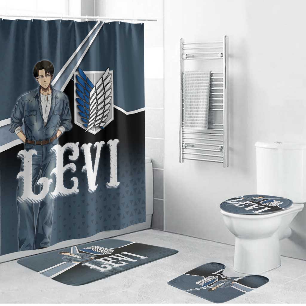 Levi Attack on Titan Bathroom Set Anime Denim Illustration