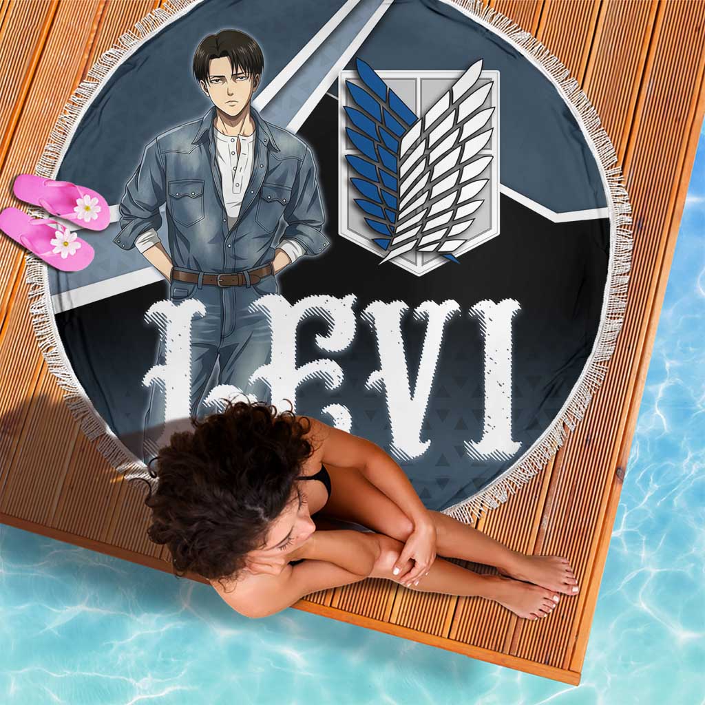 Levi Attack on Titan Beach Blanket Anime Denim Illustration