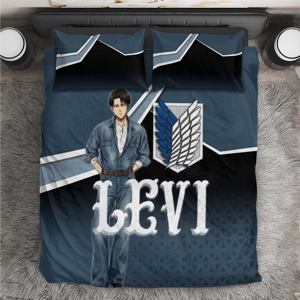 Levi Attack on Titan Bedding Set Anime Denim Illustration